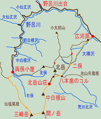 間ノ岳地図